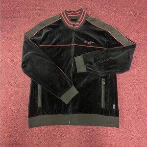 Sean John Velour Track Jacket Black & Red Mens XL